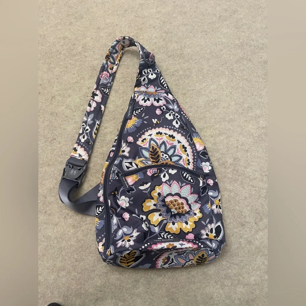 Vera Bradley Gray Floral Sling Backpack